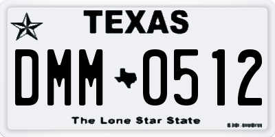 TX license plate DMM0512