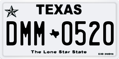 TX license plate DMM0520