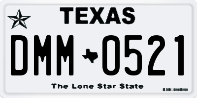 TX license plate DMM0521