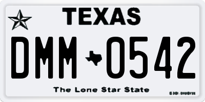 TX license plate DMM0542