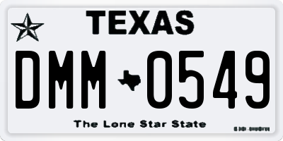 TX license plate DMM0549