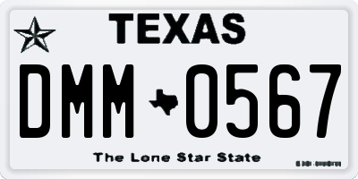TX license plate DMM0567