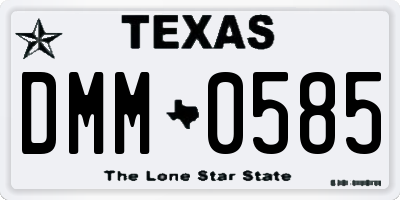 TX license plate DMM0585