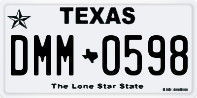 TX license plate DMM0598