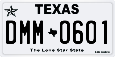 TX license plate DMM0601