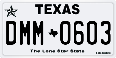 TX license plate DMM0603