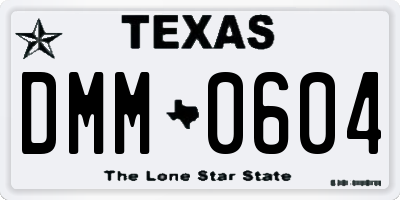 TX license plate DMM0604