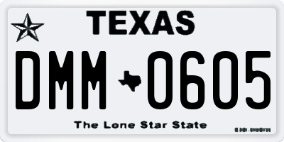 TX license plate DMM0605