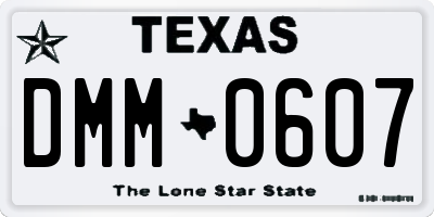 TX license plate DMM0607