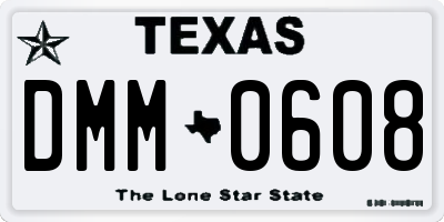 TX license plate DMM0608