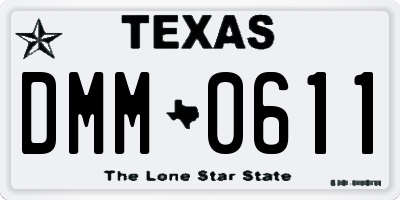 TX license plate DMM0611