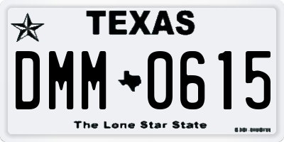 TX license plate DMM0615