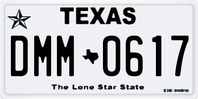 TX license plate DMM0617