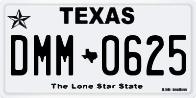 TX license plate DMM0625
