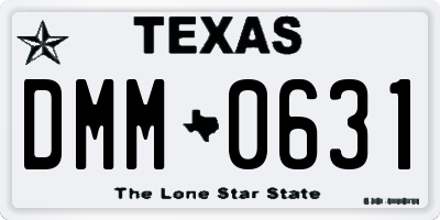 TX license plate DMM0631