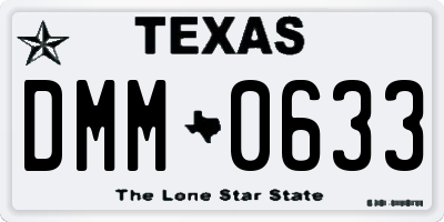 TX license plate DMM0633