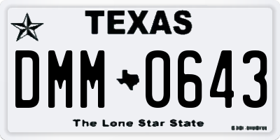 TX license plate DMM0643