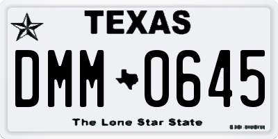 TX license plate DMM0645