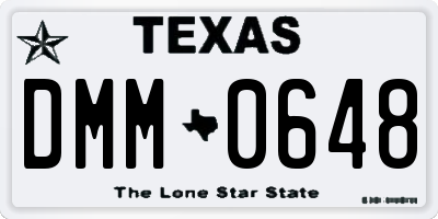 TX license plate DMM0648