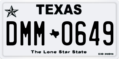 TX license plate DMM0649