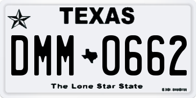 TX license plate DMM0662