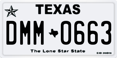 TX license plate DMM0663