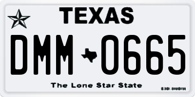 TX license plate DMM0665