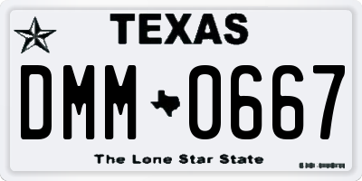 TX license plate DMM0667
