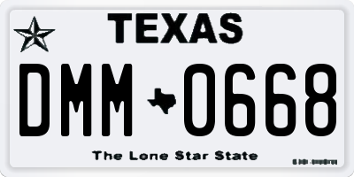 TX license plate DMM0668