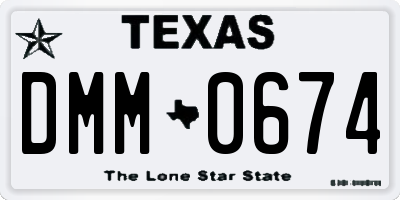 TX license plate DMM0674