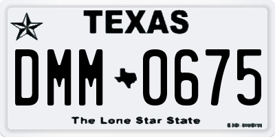 TX license plate DMM0675