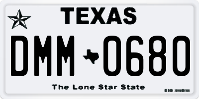 TX license plate DMM0680