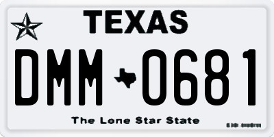 TX license plate DMM0681