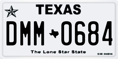 TX license plate DMM0684