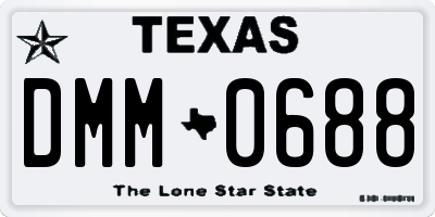 TX license plate DMM0688