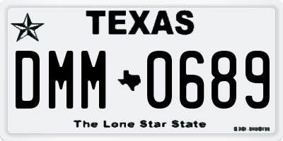 TX license plate DMM0689