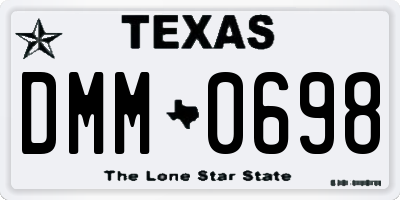 TX license plate DMM0698