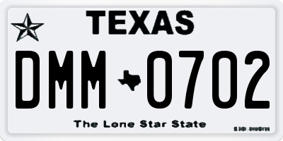 TX license plate DMM0702