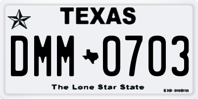 TX license plate DMM0703