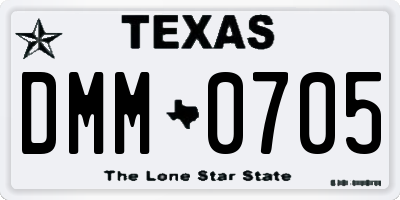 TX license plate DMM0705