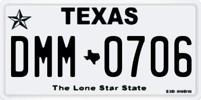 TX license plate DMM0706