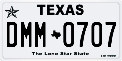 TX license plate DMM0707