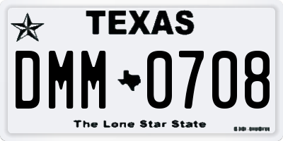 TX license plate DMM0708