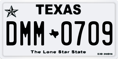 TX license plate DMM0709