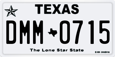 TX license plate DMM0715