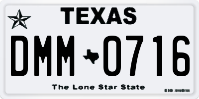 TX license plate DMM0716