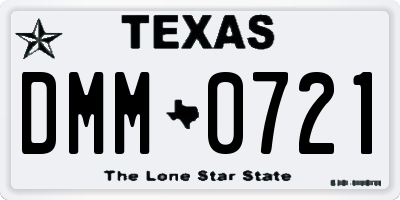 TX license plate DMM0721