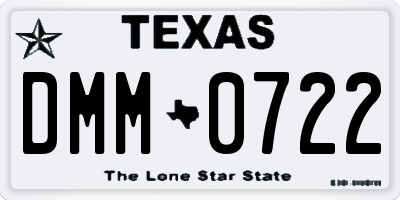 TX license plate DMM0722