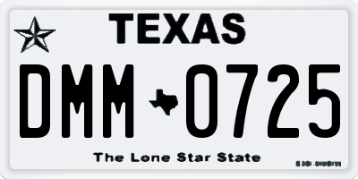 TX license plate DMM0725