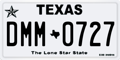 TX license plate DMM0727